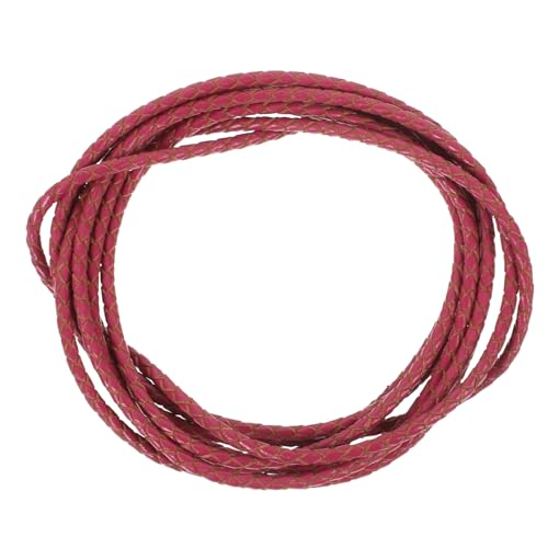 ERINGOGO Braided Leather Rope 3mm 2m Rosy Red Great for Crafts Jewelry and Decorative Projects
