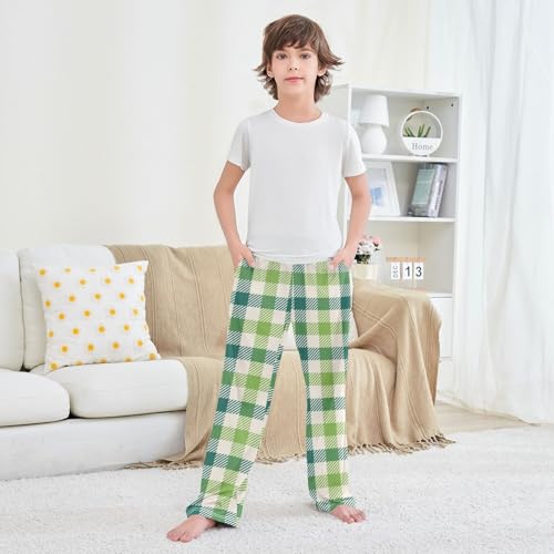 Boys' Pants St Patricks Day Plaid Dark Green Long Bottoms Jogger Pants Elastic Waist Trousers with Pockets S-XL3