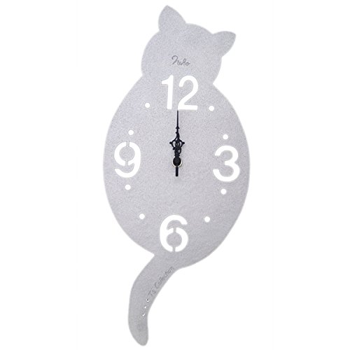 Amazon.co.jp: 猫のシルエットがかわいい掛け時計 49 (2.シルバー