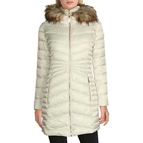 Laundry by Shelli Segal Women's 3/4 Puffer Jacket with Detachable Hood and Bib