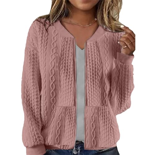 Image of Womens Full Zip Up Cardigan Sweater Casual Solid Long Sleeve Sweatshirt Coat with Pocket