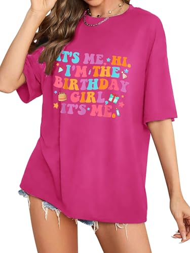 Image of Oversized Shirt for Women It's Me Hi I'm Birthday Girl It's Me Letter Tee Shirt Party Short Sleeve Tops