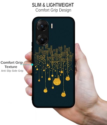 Image of City Light Pattern Design Premium 2D Printed Metal Back Case Cover for Vivo V29E 5G