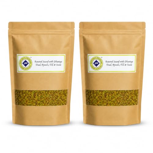 Image of Jyoti Ben's 5-Seed Roasted Digestive Mix Pack of 2 | Saunf, Dhaniya Daal, Ajwain, Till & Suwa | Natural Mouth Freshener | After-Meal Mukhwas | No Preservatives | 250g Each