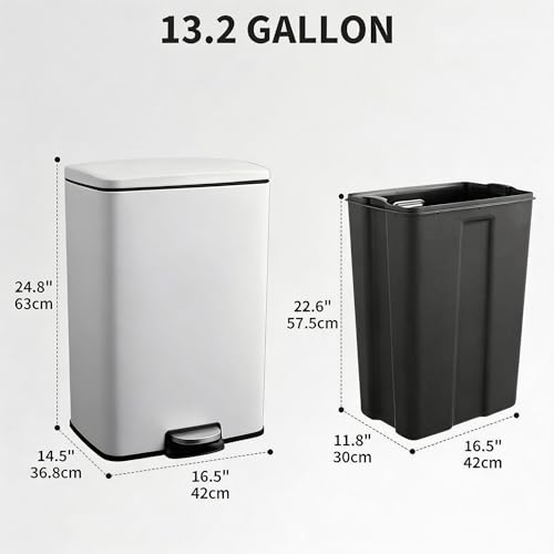 Caneca de basura rectangular de acero inoxidable 50L miniatura 4