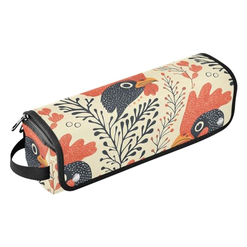 Bolsa de viaje portátil resistente al calor para planchas y rizadores de cabello con diseño de cabezas de gallo