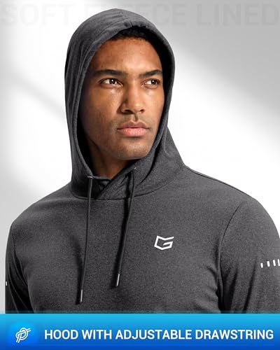 G Gradual Men's Fleece Hoodie Long Sleeve Athletic Workout Shirts(Dark Grey Heather,S) - image 5