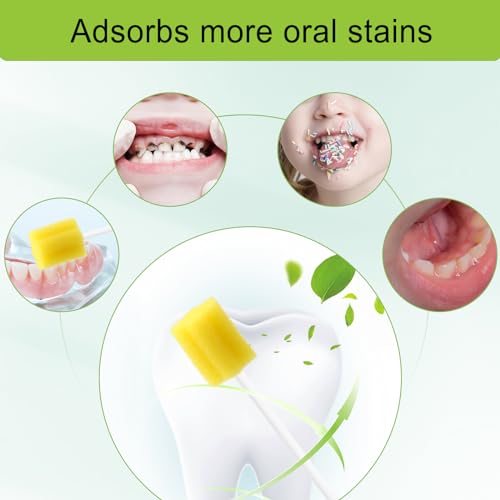 50 Stück Mundpflegestäbchen Gelb – Einweg Mundpflege Schwamm-Tupfer zur Mundreinigung & Befeuchtung – Sterile Dental-Sticks für die tägliche Mundhygiene und Pflege