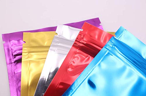 100 Pieces Colorful Self Sealing Zip Mylar Packing Pouch Storage Food Accessory Snack Package Bags Heat Seal Tear Notches Aluminum Foil Wholesale Food Grade Pouches (Color Random) (7.5X6.5Cm) #TOP2