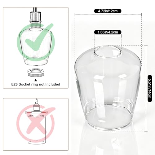Image of foucasal 2 Pack Clear Wine Glass Shade, Modern Light Fixture Replacement Globe or Cover for Chandelier Wall Sconce Pendant Light