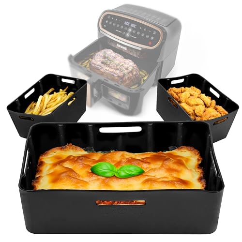 Duronic AFL3 Pack de 3 Moules en silicone Plats Réutilisables Accessoires pour Friteuse à air Air Fryer Inserts en silicone antiadhésifs compatibles AF34 AF24 ou autres airfryers