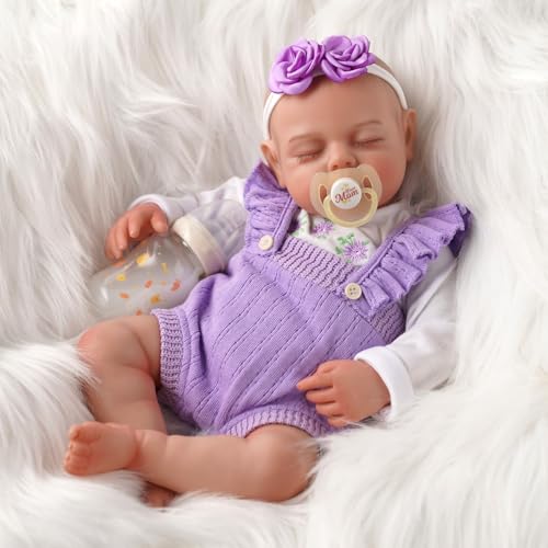 JIZHI Lebensechte Reborn-Babypuppen 20 Zoll Realistische Neugeborene Mädchen echte Babypuppe mit Weichem Stoffkörper, schlafendes süßes Mädchengeschenk mit Zubehör für Kinder ab 3 Jahren – Bild 7