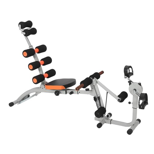 Multifunctional Ab Machine with Pedals Adjustable Sit Up Bench Core Workout Bench for Abdominal Training Foldable Home Gym Fitness Equipment with Ergonomic Back Support Full Body Exercise