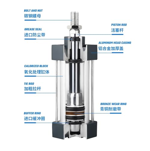 Vérin SC63 double joint anti-fuite avec course de 100 mm robuste - 3