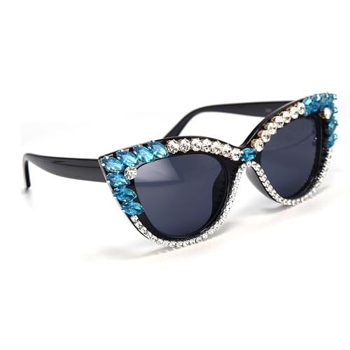 Retro Cateye Sunglasses for Women UV400 Protection Cat Eye bling rhinestone Sun Glasses3