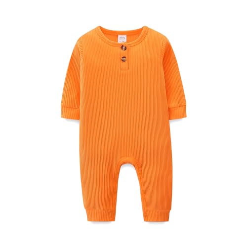 Bibimom Toddler Romper Orange 6-9 Months Gender Neutral Baby Simple Daily Wear