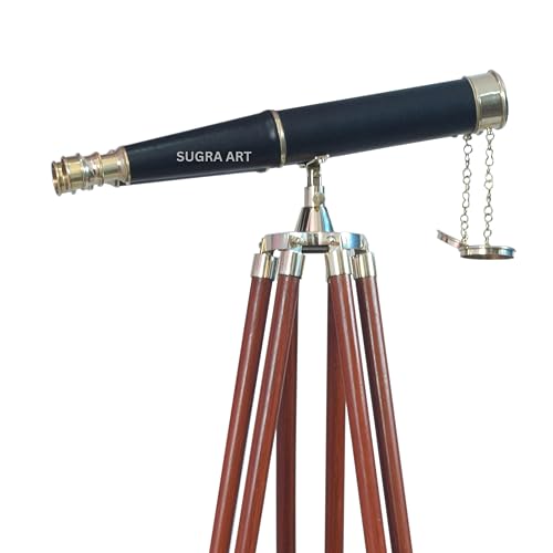 Binoculares de latón sólido con trípode de madera 62 pulgadas miniatura 3
