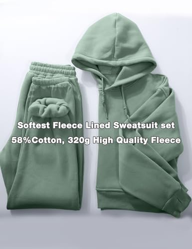 Image of Flygo Womens Fleece 2 Piece Outfits Sweatsuit Crop Pullover Sweatshirt Joggers Pants Tracksuit Set