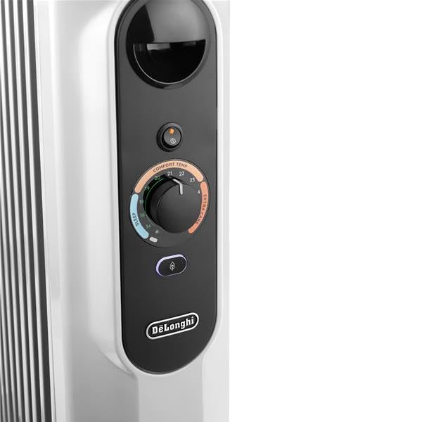 De'Longhi Radia S Easytronic TRRSE0715, Radiador Eléctrico de Aceite, Ahorra Energía, 7 Aletas, Habitaciones hasta 45m³, 3 Modos, Termostato de Seguridad, Modo Anti hielo, Ruedas, 1500W, Gris