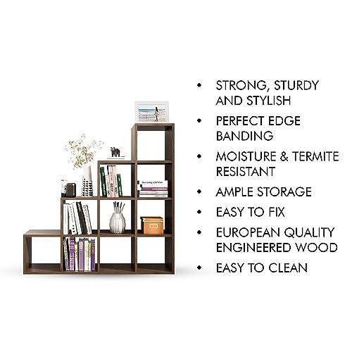 Image of Bniture 10 Tier Engineered Wood Open Book Shelf Wooden Bookshelf for Home & Study Room | Multipurpose Free Stand Book Case Storage Organizer for Living Room, Office & Home | Flower Wenge