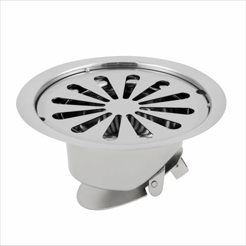 Image of Stainless Steel Cockroach Trap 5 INCH Round Floor Drain with Hole for Bathroom | Waste Water Drainer in Luxurious Bathroom Gratings Hair Catcher (125mm - Silver)