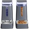 Cat Food Dispenser and Cat Water Dispenser Set with Stainless Steel Bowls Gravity Dog Feeder for Small Medium Big Cat Dog Pet Puppy Kitten, 1 Gallon x 2