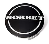 1x Borbet Nabendeckel Felgendeckel Nabenkappe Schwarz Glanz Silber 55mm 74404 Original Center Cap