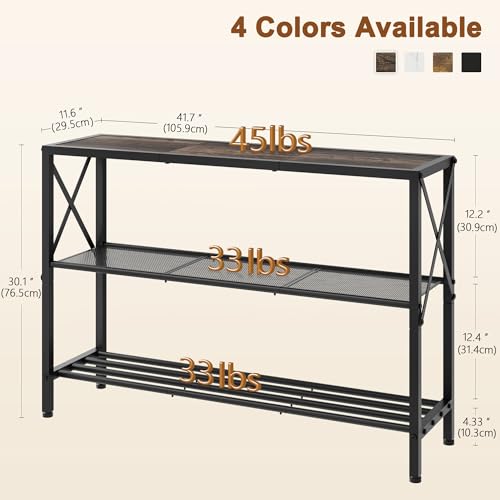 Image of Hoctieon Industrial Console Table, 3 Tier Entryway Table, Hallway Table, Narrow Sofa Table with Shelves, Entrance Table for Entryway, Living Room, Foyer, Hallway, Office, Grey