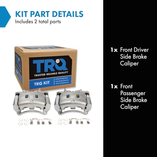 Image of TRQ Front Brake Caliper Set Caliper Brackets Hardware Compatible with 2014-2019 Infiniti Q50 Q60 QX50 and Nissan Rogue