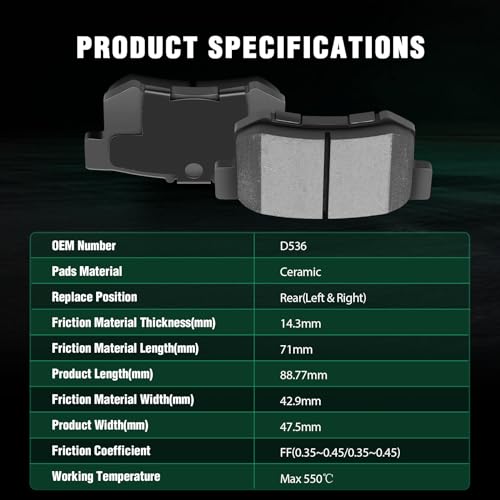 Image of AUTOMUTO 8PCS Front & Rear Ceramic Disc Brake Pads Set D536 D1089 For Acura RDX 2007-2012