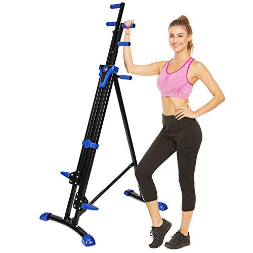 Flyerstoy Folding Vertical Climber Home Gym Exercise Climbing Machine for Home Body Trainer Stepper Cardio Workout Training (Blue)