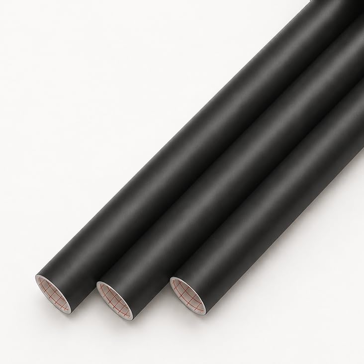 3 Rolls Matt Black 90cm x 2.1m d-c-fix Sticky Back Vinyl Warehouse Wrap