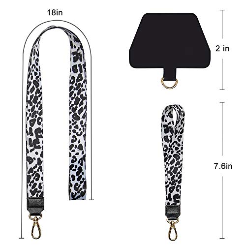 SHANSHUI Phone Lanyard, Universal Neck Strap and Wrist Tether Key Chain Holder with Phone Anchor Protection Compatible for Phone, Samsung Galaxy and All Smartphones - White Cheetah