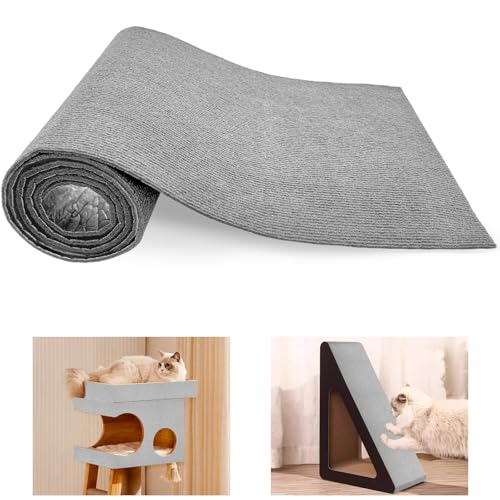 Seyaom Alfombrilla autoadhesiva para rascar gatos, 200 cm x 40 cm, para pared, para proteger alfombras, sofá, muebles, color gris claro