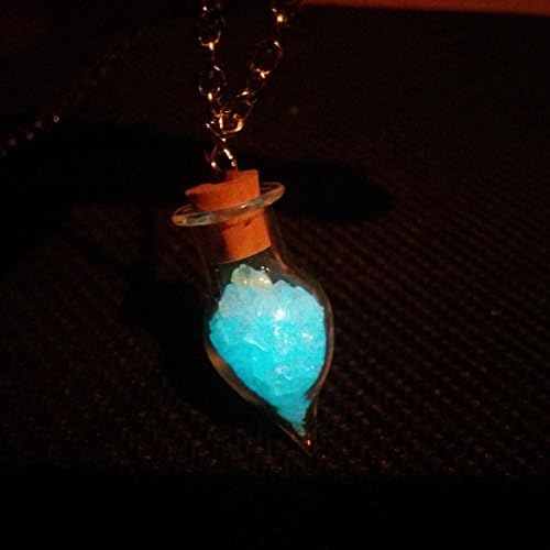 Pretty Lee Steampunk Glass Bottle Necklace Pendant Charm Glow In The Dark Jewelry Blue Wishing Bottle Glowing Necklace
