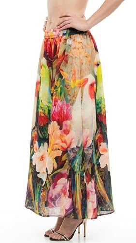 Image of VAGISHA Women's 4-Metre Flared Long Skirt | Skirts for Women Long Length | Long Skirts for Girls | Ethnic & Boho Printed Wear with Elastic Waist | Perfect for Party, Festive & Casual Look