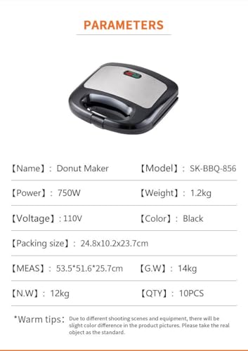 OFNHJK Mini Donut Maker, 750W Pancakes Maker Machine with Non-stick Surface, Cake Machine, Double-sided Heating Makes 6 Doughnuts, for Breakfast, Snacks, Desserts & More - Image 8