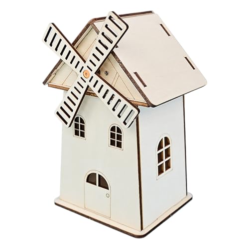 Sghtil Kit de molino solar | Decoración rústica de madera sin terminar – Decoración Vintage Molino A, juguetes educativos para niños, niñas y niños
