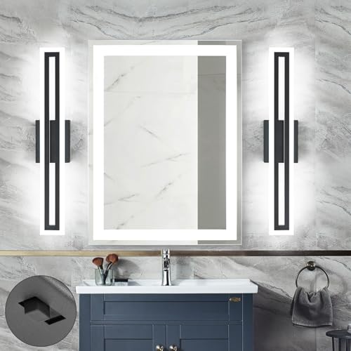 Image of SOLFART 24 inch LED Vanity Lights Black Bathroom Light Fixture 5 Color Adjustable Bathroom Vanity Lights Over Mirror LED Vanity Lighting Fixtures Light Bar 5CCT