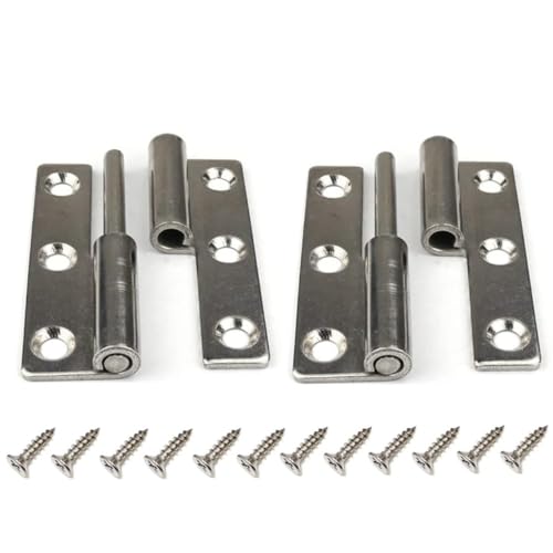 Abnehmbare Türscharniere Heavy Duty Fensterscharnier 304 Edelstahl für Innen- und Außentüren (Silver, Linkshänder 4inch-2pcs)
