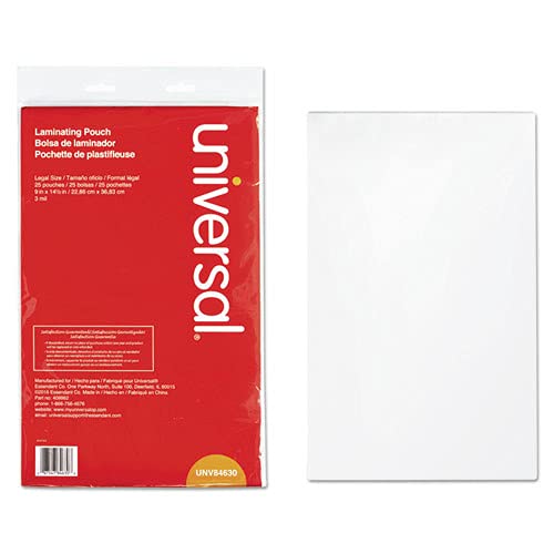 Universal UNV84630 9 in. x 14.5 in. 3 mil Laminating Pouches - Gloss Clear (25/Pack)
