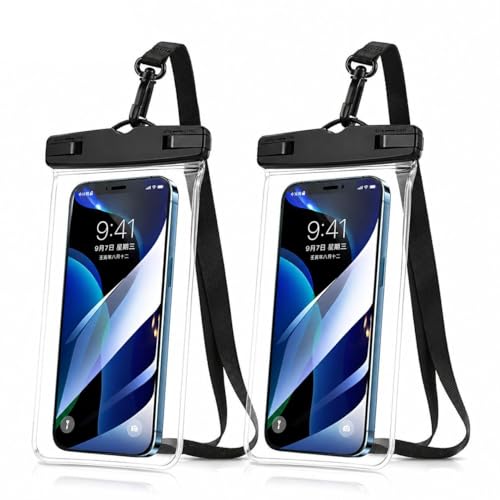 Kit 2 Capas Impermeáveis Universal para Celular até 7” com Cordão Ajustável – Case Premium à Prova d’Água IPX8, Alça de Pescoço e Transversal, Compatível com iPhone e Android