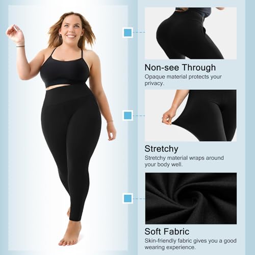 SINOPHANT Leggings Damen High Waist, Blickdicht Schwarze Leggings Große Größen mit Taschen Damen 4XL