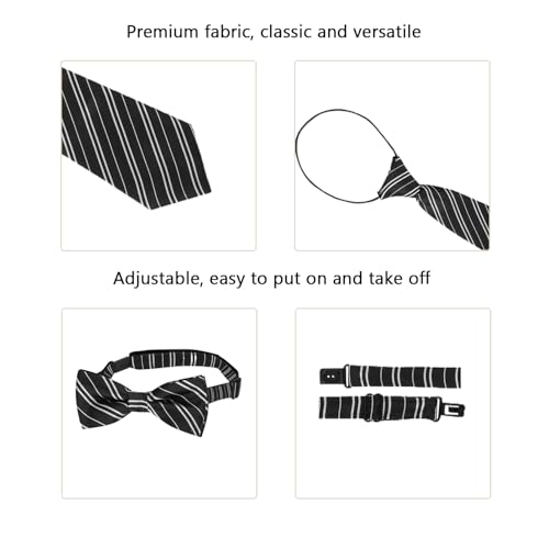 Kids Necktie Bowtie Suspender Set for Boys Girls Pre-tied Adjustable Accessory Sets for Wedding School Uniforms2