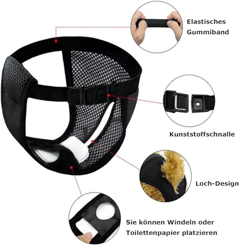 Voarge 2 Pack Unterhosen für Hunde,Wiederverwendbare Hundewindeln mit 6 Hygienepad,Warm, Menstruation, Waschbar, Windel, Schutz für Hunde,Schwarz und Blau (S)