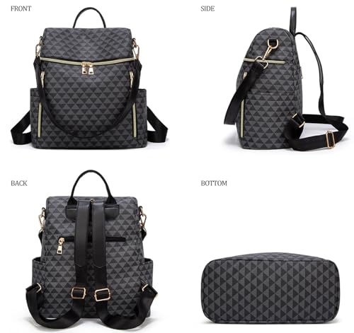 Image of Backpacks for Women Fashion PU Leather Bag Multipurpose Design Convertible Satchel Bag Travel Backpack Handbag and Purse 2Pcs