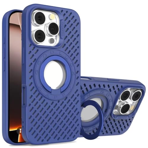 Coque iPhone 14 Plus respirante et anti-chaleur avec anneau magnétique MagSafe bleu