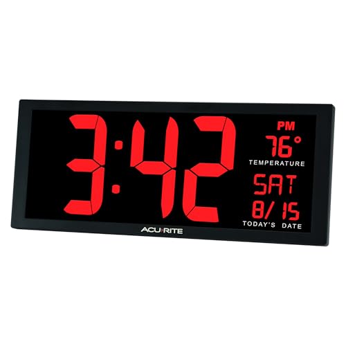 AcuRite 14.5" Large Digital LED Oversized Wall Clock with Date and Temperature, Perfect for Home or Office (75127M) - Image 6