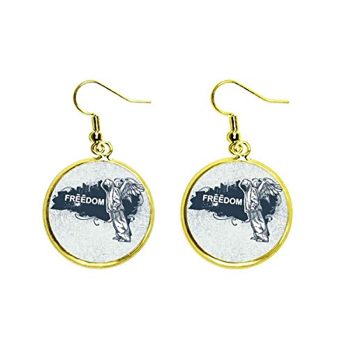 Pendientes de aro dorados con patrón de ángel de hip hop joyería religiosa para mujer