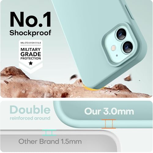 Image of LOVE 3000 Designed for iPhone 12 Case /iPhone 12 Pro Case, Premium Silicone with [Soft Anti-Scratch Microfiber Lining] Shockproof Protective Phone Case for Men Women Girls 6.1 inch, Mint